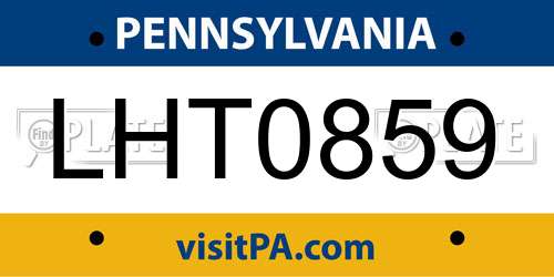 LHT0859 Pennsylvania License Plate