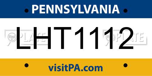 LHT1112 Pennsylvania License Plate