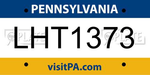 LHT1373 Pennsylvania License Plate