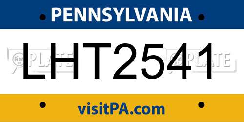 LHT2541 Pennsylvania License Plate