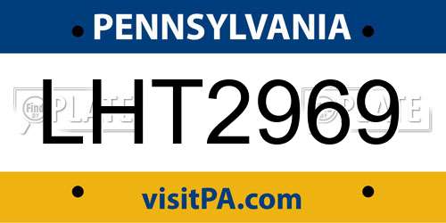 LHT2969 Pennsylvania License Plate