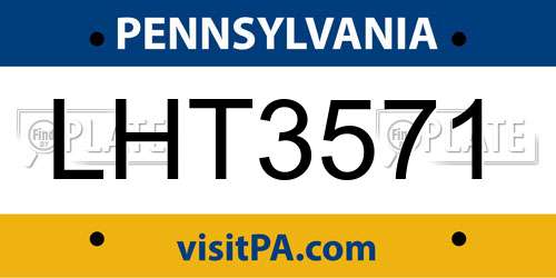 LHT3571 Pennsylvania License Plate