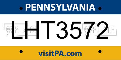 LHT3572 Pennsylvania License Plate