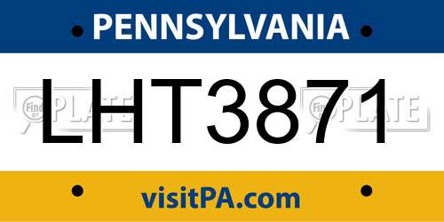LHT3871 Pennsylvania License Plate