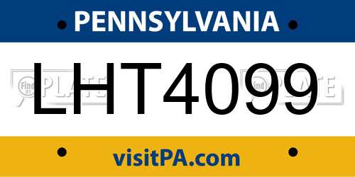 LHT4099 Pennsylvania License Plate