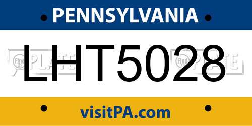 LHT5028 Pennsylvania License Plate