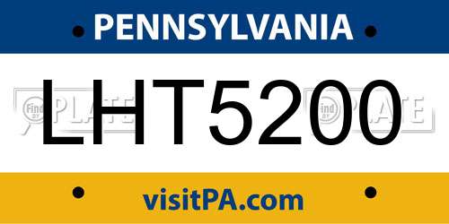 LHT5200 Pennsylvania License Plate