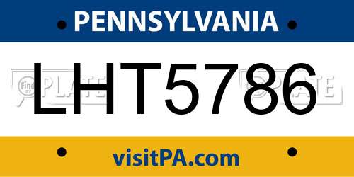 LHT5786 Pennsylvania License Plate