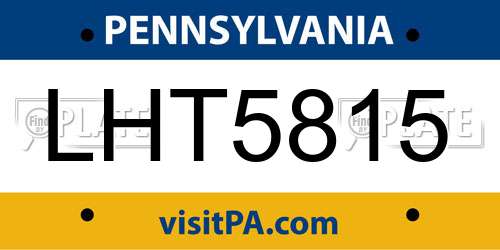 LHT5815 Pennsylvania License Plate