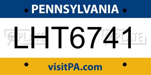 LHT6741 Pennsylvania License Plate