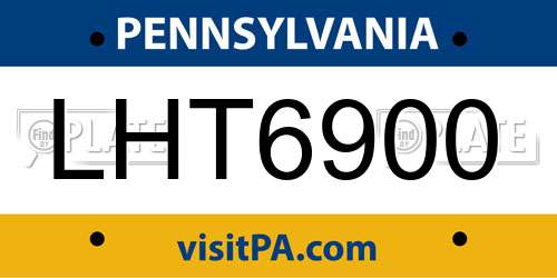 LHT6900 Pennsylvania License Plate