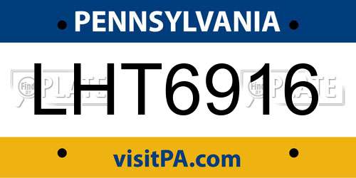 LHT6916 Pennsylvania License Plate