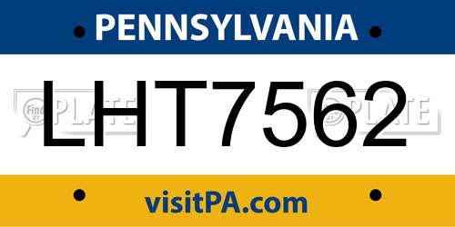 LHT7562 Pennsylvania License Plate