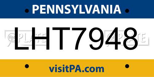 LHT7948 Pennsylvania License Plate