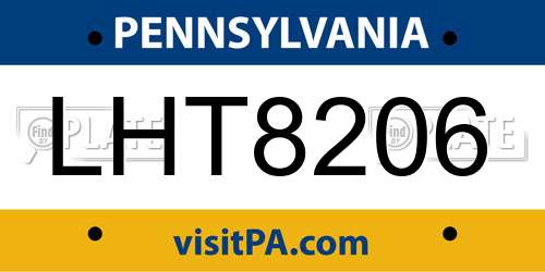 LHT8206 Pennsylvania License Plate