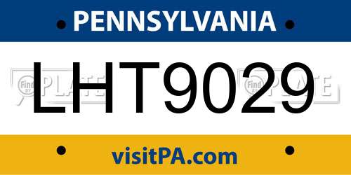 LHT9029 Pennsylvania License Plate