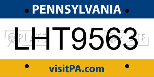 LHT9563 Pennsylvania License Plate