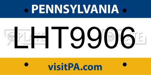 LHT9906 Pennsylvania License Plate