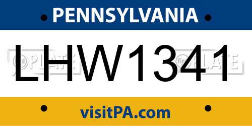 LHW1341 Pennsylvania License Plate