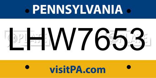 LHW7653 Pennsylvania License Plate