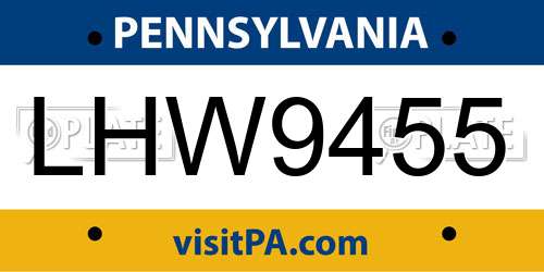 LHW9455 Pennsylvania License Plate