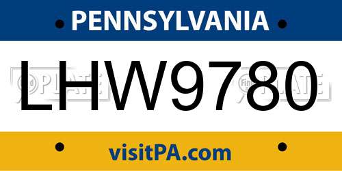 LHW9780 Pennsylvania License Plate