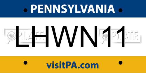 LHWN11 Pennsylvania License Plate