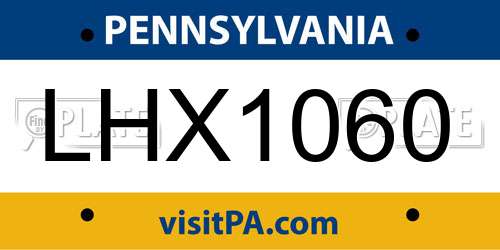 LHX1060 Pennsylvania License Plate