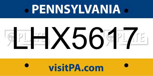 LHX5617 Pennsylvania License Plate