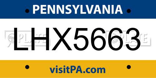 LHX5663 Pennsylvania License Plate