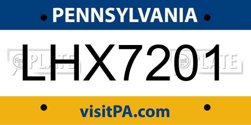 LHX7201 Pennsylvania License Plate