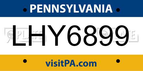 LHY6899 Pennsylvania License Plate