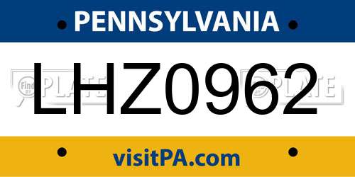 LHZ0962 Pennsylvania License Plate