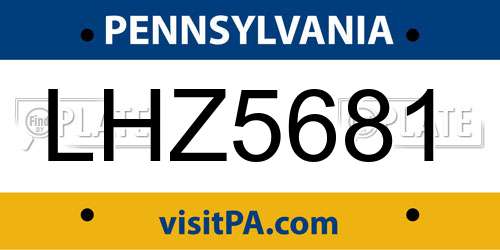 LHZ5681 Pennsylvania License Plate