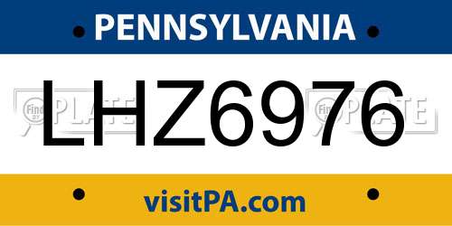 LHZ6976 Pennsylvania License Plate