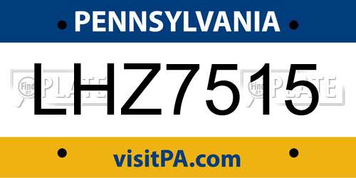 LHZ7515 Pennsylvania License Plate