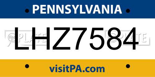 LHZ7584 Pennsylvania License Plate