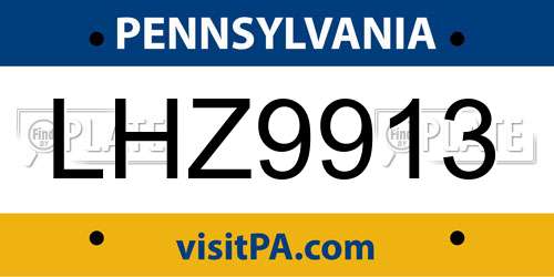 LHZ9913 Pennsylvania License Plate