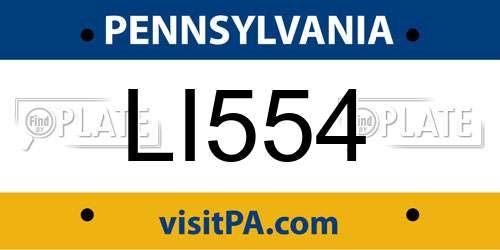 LI554 Pennsylvania License Plate