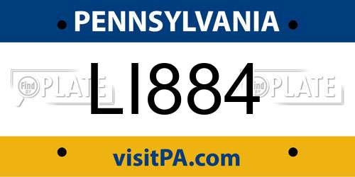 LI884 Pennsylvania License Plate