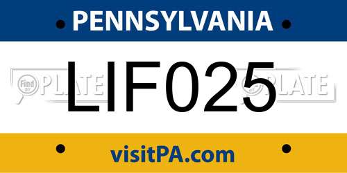 LIF025 Pennsylvania License Plate