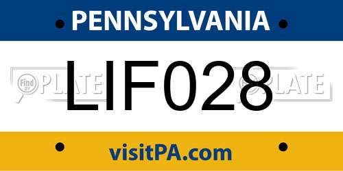 LIF028 Pennsylvania License Plate
