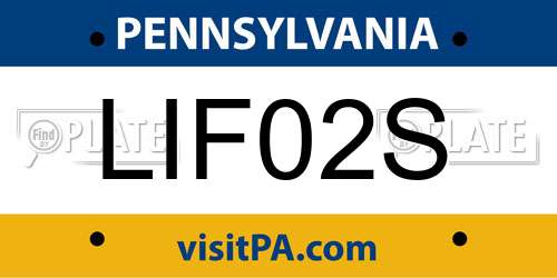 LIF02S Pennsylvania License Plate