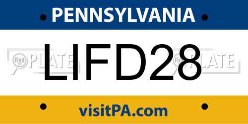 LIFD28 Pennsylvania License Plate