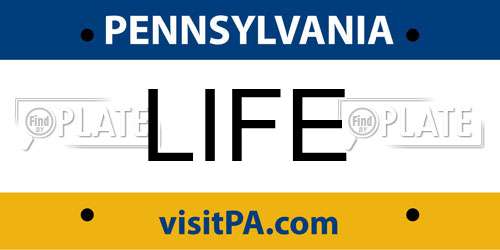 LIFE Pennsylvania License Plate