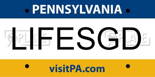 LIFESGD Pennsylvania License Plate