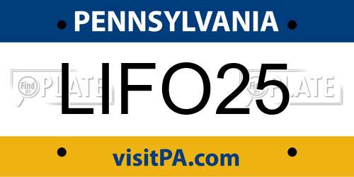 LIFO25 Pennsylvania License Plate