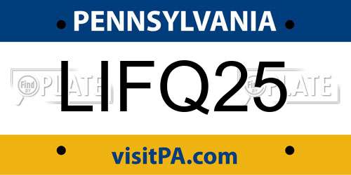 LIFQ25 Pennsylvania License Plate