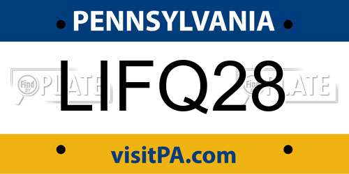 LIFQ28 Pennsylvania License Plate