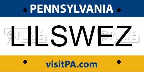 LILSWEZ Pennsylvania License Plate